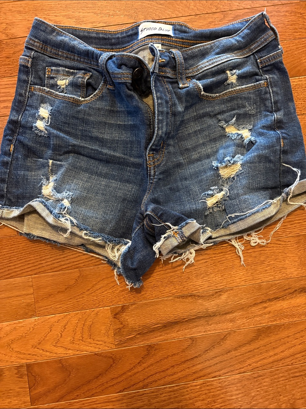 Studio Blue Women's Distressed Denim Shorts - Blue